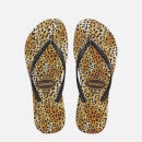 Havaianas Girls' Slim Flip Flops - Black Leopard
