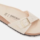 Birkenstock Women's Shiny Python Madrid Slim Fit Single Strap Sandals - Eggshell/Gold