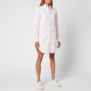 Thom Browne Women's Thigh Length L/S Point Collar Shirtdress with Gg Placket - Light Pink