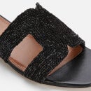 Dune Women's Loupe Raffia Flat Sandals - Black-Synthetic