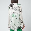 Victoria, Victoria Beckham Women's Flounce Cuff Printed Crepon Shirt - Jumbo Floral Cream - UK 10