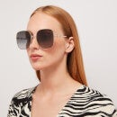 Gucci Women's Horsebit Metal Frame Sunglasses - Gold/Gold/Grey