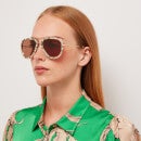 Gucci Women's Leather Snake Print Pilot Sunglasses - Yellow/Gold/Brown