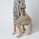Yuzefi Women's Large Woven Basket Vegan Leather Bag - Off White