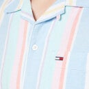 Tommy Jeans Men's Stripe 1 Short Sleeve Shirt - Light Powdery Blue Multi
