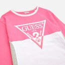 Guess Girls' Logo Dress - White Pink Combo