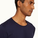Ob-T 테일러드 핏 크루넥 코튼 티셔츠 네이비