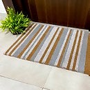 Grey & White Coir Doormat - 45x75cm