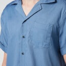 Frescobol Carioca Men's Thomas Tencel Short Sleeve Shirt - Slate Blue - M