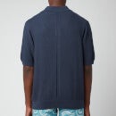 Frescobol Carioca Men's Cotton Silk Blend V Polo Shirt - Navy - M