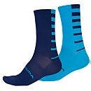 Coolmax® Stripe Socks (Twin Pack) - Electric Blue - S-M