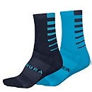 Coolmax® Stripe Socks (Twin Pack) - Electric Blue - L-XL