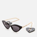 Gucci Women's Cat Eye Acetate Frames with Charm Sunglasses - Black/Gold/Grey