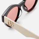 Gucci Women's Acetate Cat Eye Sunglasses with Contrast Arms - Black/White/Orange