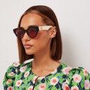 Gucci Women's Acetate Cat Eye Sunglasses with Contrast Arms - Black/White/Orange