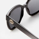 Gucci Women's Square Acetate Sunglasses - Black/Black/Grey