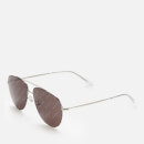 Balenciaga Women's Logo Lense Metal Aviator Sunglasses - Silver/Grey