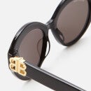 Balenciaga Women's BB Oversized Round Acetate Sunglasses - Black/Gold