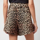 Ganni Women's Linen Canvas Shorts - Leopard