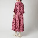 Ganni Women's Printed Cotton Poplin Dress - Shocking Pink