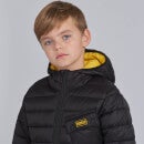 Barbour International Boys' Ouston Hooded Quilt - Black/Yellow - S (6-7 Years)