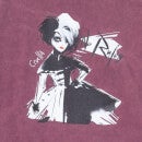 T-Shirt Cropped Cruella "No Rules" - Acid Wash Bordeaux