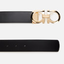 Salvatore Ferragamo Men's Reversible And Adjustable Gancini Belt - Black/Hickory Brown/Gold - 90cm/S