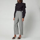 Whistles Women's Check Linen Cropped Trousers - Navy - UK 8