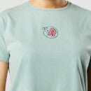 Spongebob Squarepants Gary Floating Bubble Women's Cropped T-Shirt - Mint Acid Wash