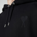 AMI Men's Oversized De Coeur Logo Hoodie - Black