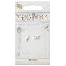 Harry Potter Hedwig the Owl and Acceptance Letter Stud Earrings - Silver