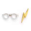 Harry Potter Lightning Bolt Scar and Glasses Stud Earrings - Silver