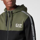 EA7 Men's Athletic Colour Block Zip-Through Hoodie - Forest Night