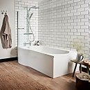 Pilma White Left Hand Shower Bath with Screen - 1500 x 850mm