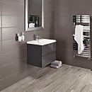 Vermont 600mm Wall Mounted Vanity Unit with Basin - Gloss Grey