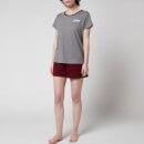 Tommy Hilfiger Women's Sustainable T-Shirt And Shorts Set - Medium Grey HT/Deep Rouge - XS