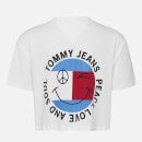Tommy Jeans Women's Tjw Super Crop Peace Smiley T-Shirt - White - S