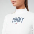 Tommy Jeans Women's Abo Tjw Cropped Baby Rib Top - Ivory Silk - XS