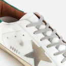Golden Goose Women's Superstar Leather Trainers - White/Ice/Green - UK 8