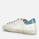 Golden Goose Women's Superstar Leather Trainers - White/Silver/Light Blue - UK 5