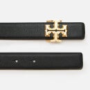 Tory Burch Women's 1” Kira Logo Belt - Black/Gold - M