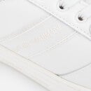 Emporio Armani Women's Leather Court Trainers - Warm White