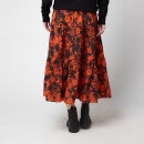 KENZO Women's Printed Elasticated Midi Skirt - Medium Orange