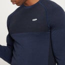 Camiseta de manga larga sin costuras Essentials para hombre de MP - Azul oscuro jaspeado - XS