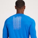 Camiseta de manga larga de entrenamiento con gráfico de MP repetido para hombre de MP - Azul medio