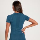 Damska bezszwowa krótka koszulka z krótkimi rękawami z kolekcji Tempo MP – szaroniebieska - XL