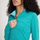 MP moteriški kalsikinio kirpimo „Power Ultra“ marškinėliai su 1/4 užtrauktuku – Lagūnos mėlyna - XXS