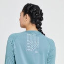 Camiseta de entrenamiento de manga larga Run Life para mujer de MP- Azul piedra/ Blanco - XXS