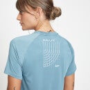 Damski T-shirt treningowy z kolekcji MP Run Life – Stone Blue / biały - XXS