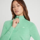 Camiseta Performance Training con cremallera de 1/4 para mujer de MP - Verde hielo jaspeado con motas blancas - XS